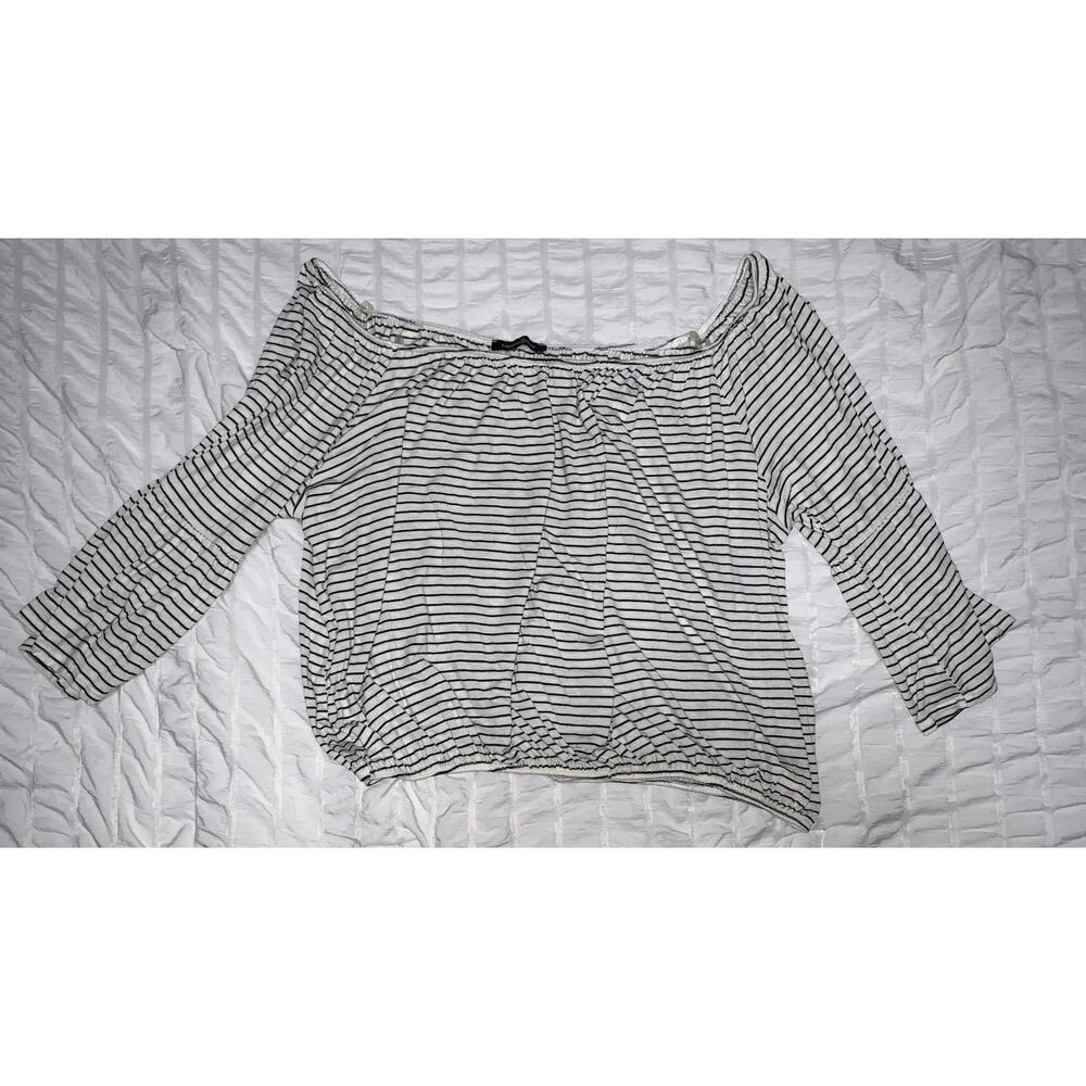 Hippie Chic Women’s Off-the-Shoulder Striped Peasant Top Cropped 3X